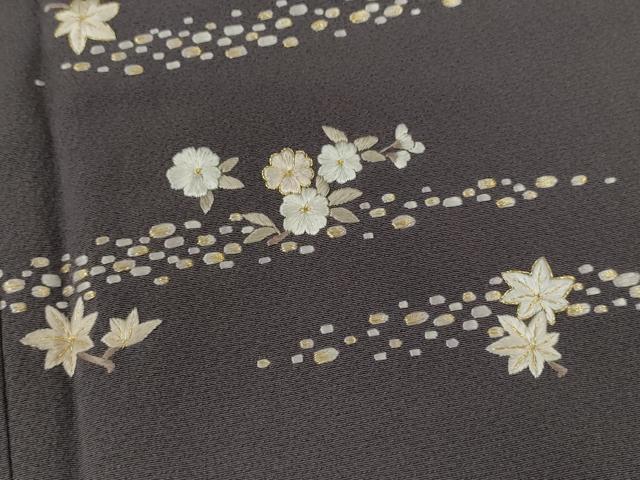 平和屋着物●訪問着 総刺繍 駒刺繍 舞花文 暈し染め 金糸 正絹 逸品 CAAV9360ze