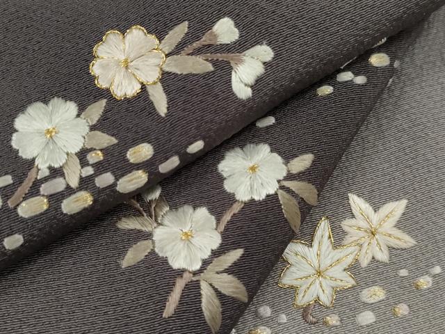 平和屋着物●訪問着 総刺繍 駒刺繍 舞花文 暈し染め 金糸 正絹 逸品 CAAV9360ze
