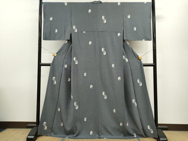 平和屋着物●上質な小紋 吉祥枝葉文 たたき染め 正絹 逸品 CAAV9377ze