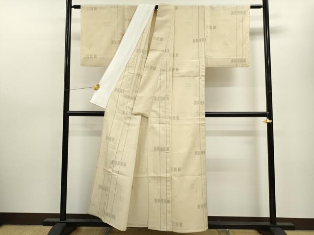 平和屋着物▽本塩沢 単衣 110亀甲 吉祥文 正絹 逸品 CAAV9420ze