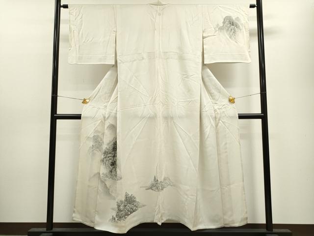 平和屋着物▽訪問着 単衣 刺繍 手描き 風景文 正絹 逸品 CAAV9421ze