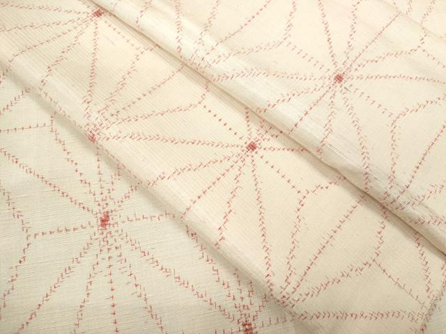 平和屋着物▽上質な紬 単衣 麻の葉文様 正絹 逸品 CAAV9424ze