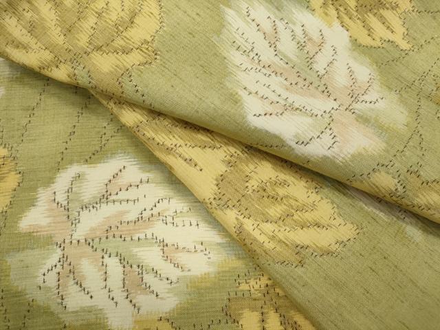 平和屋着物▽上質な紬 単衣 舞葉文 正絹 逸品 CAAV9443ze