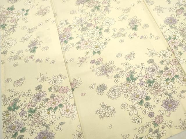 平和屋着物▽上質な小紋 単衣 草花文 正絹 逸品 CAAV9444ze