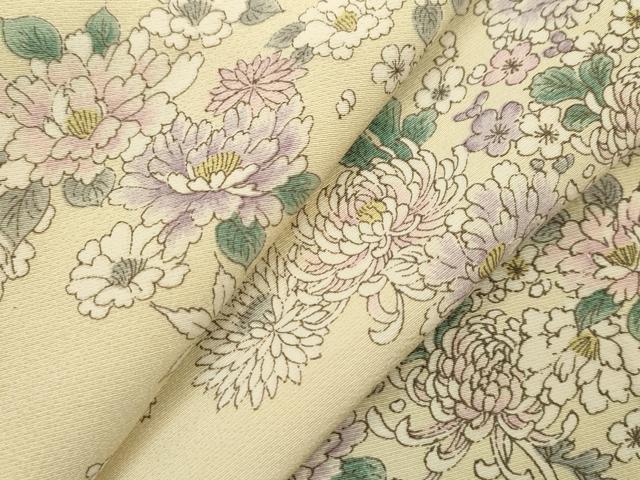 平和屋着物▽上質な小紋 単衣 草花文 正絹 逸品 CAAV9444ze