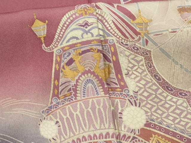平和屋着物▽訪問着 単衣 南蛮船 暈し染め 金銀彩 正絹 逸品 CAAV9454ze