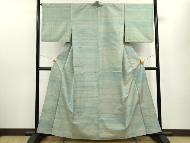 平和屋着物▽上質な紬 単衣 霞文 正絹 逸品 CAAV9459ze