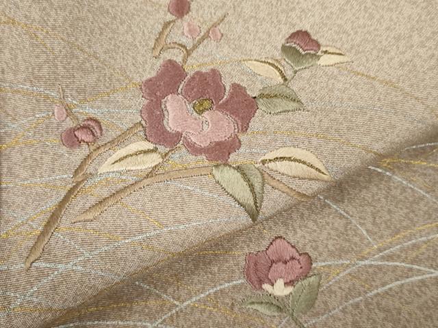 平和屋着物▽訪問着 単衣 刺繍 枝花文 暈し染め 金銀彩 伊勢丹扱い 正絹 逸品 CAAV9482ze