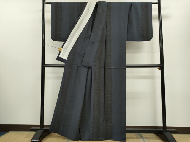 平和屋着物▽本塩沢 単衣 110亀甲 吉祥花間道 正絹 逸品 CAAV9484ze