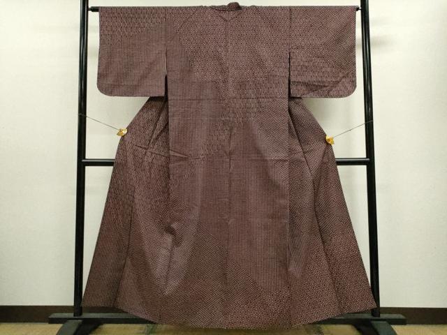平和屋着物▽訪問着 単衣 紬地 切嵌吉祥文 正絹 逸品 CAAV9489ze
