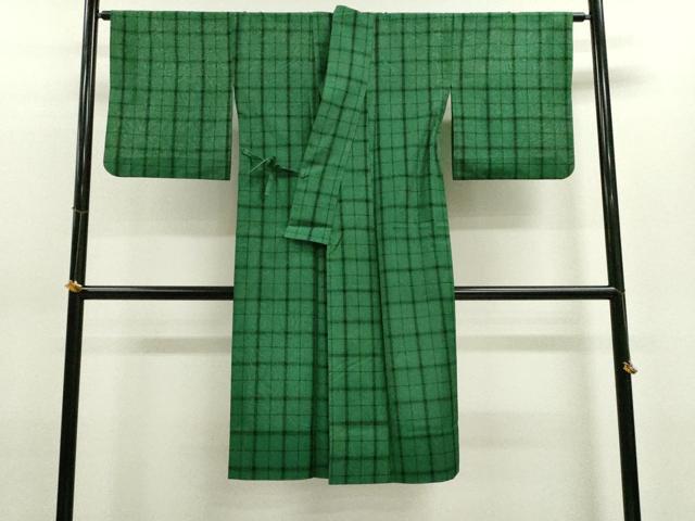 平和屋着物▽道中着 スリーシーズン 春夏秋 塵除け ロングコート 格子柄 正絹 逸品 CAAV9490ze