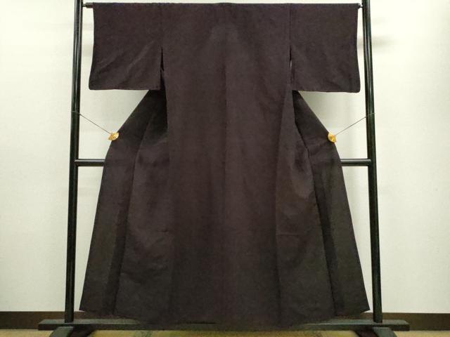平和屋着物▽上質な色無地 単衣 御召縮緬 紫黒色 正絹 逸品 CAAV9492ze