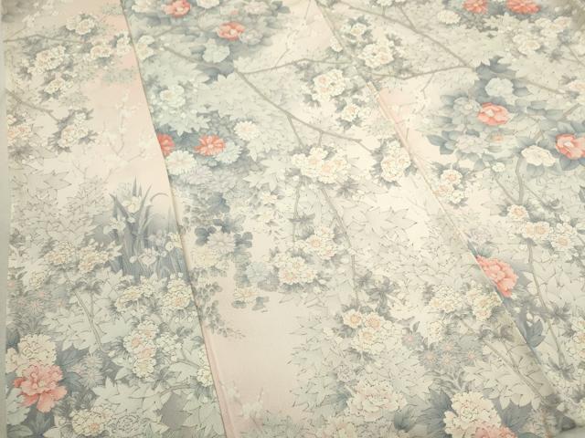平和屋着物▽上質な小紋 単衣 枝花文 暈し染め 正絹 逸品 CAAV9500ze