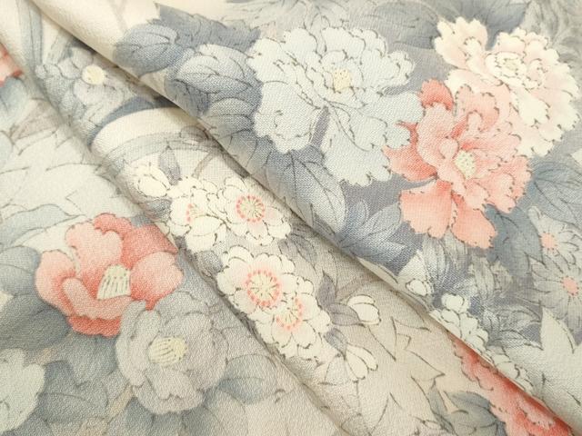 平和屋着物▽上質な小紋 単衣 枝花文 暈し染め 正絹 逸品 CAAV9500ze
