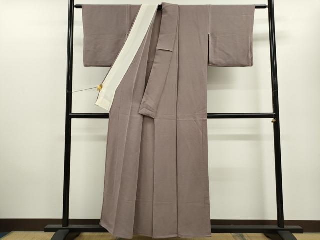 平和屋着物▽上質な色無地 単衣 鳩羽鼠色 鬼しぼ縮緬 正絹 逸品 CAAV9503ze