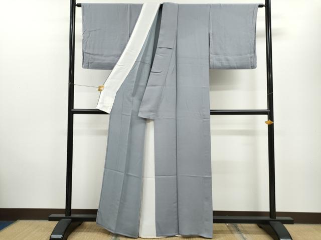 平和屋着物▽上質な色無地 単衣 桔梗鼠色 正絹 逸品 CAAV9508ze