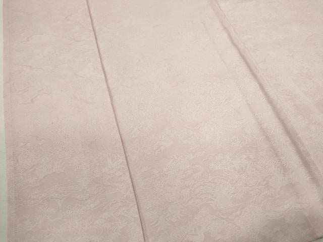 平和屋着物▽上質な色無地 単衣 松竹梅雲取り御所車花地紋 洗柿色 正絹 逸品 CAAV9509ze