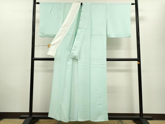 平和屋着物▽上質な色無地 単衣 伊と幸 裏葉柳色 正絹 逸品 CAAV9511ze