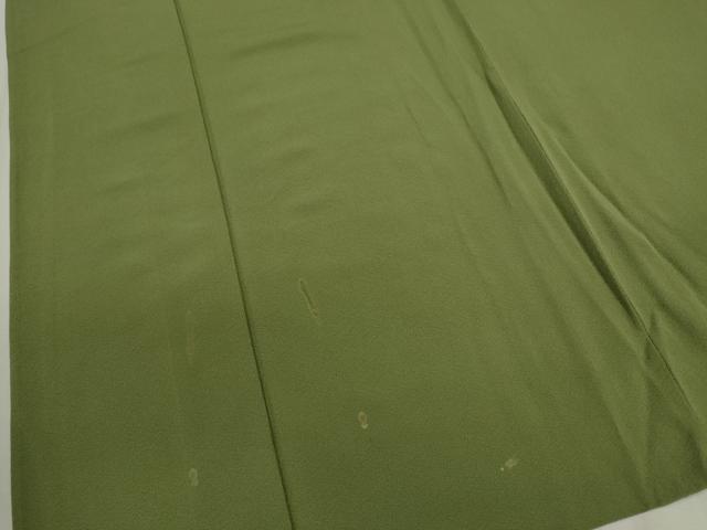平和屋着物▽上質な色無地 単衣 鶯色 正絹 逸品 CAAV9515ze