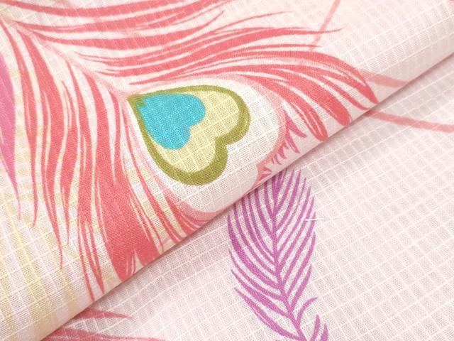 平和屋着物∴夏物 倖田來未 浴衣 綿紅梅 孔雀羽文 綿 逸品 未使用 CAAW0813ng
