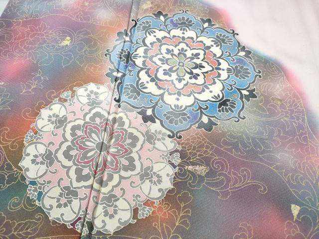 平和屋着物▽訪問着 単衣 道長正倉院花文 暈し染め 金銀彩 正絹 逸品 未使用 CAAW0842ng