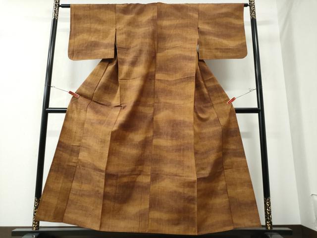 平和屋着物▽上質な紬 単衣 霞文 正絹 逸品 CAAW0844ng