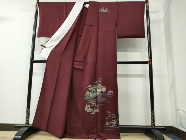 平和屋着物▽訪問着 単衣 名所風景文 金彩 正絹 逸品 CAAW0850ng