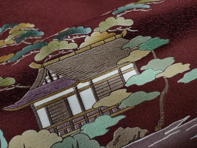 平和屋着物▽訪問着 単衣 名所風景文 金彩 正絹 逸品 CAAW0850ng
