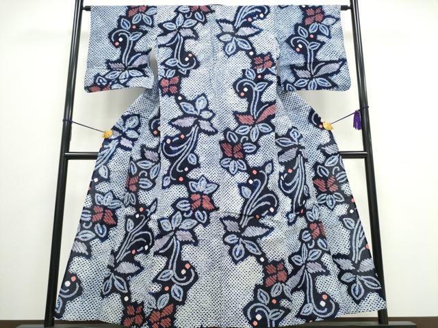 平和屋着物∴夏物 浴衣 有松鳴海絞り 花唐草文 綿 逸品 CAAW0916ng