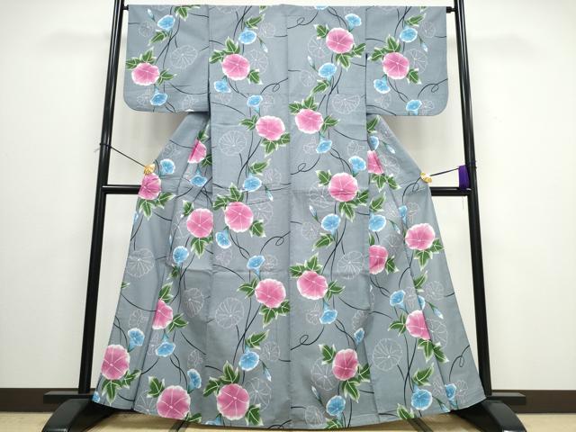 平和屋着物∴夏物 浴衣 朝顔 綿 逸品 CAAW0938ng