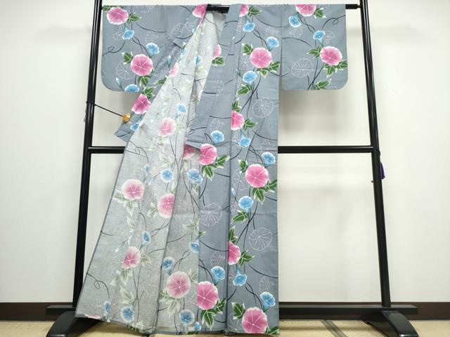 平和屋着物∴夏物 浴衣 朝顔 綿 逸品 CAAW0938ng