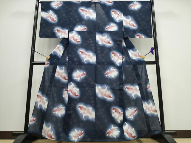 平和屋着物∴夏物 浴衣 綿紅梅 金魚 暈し染め 綿 逸品 未使用 CAAW0951ng