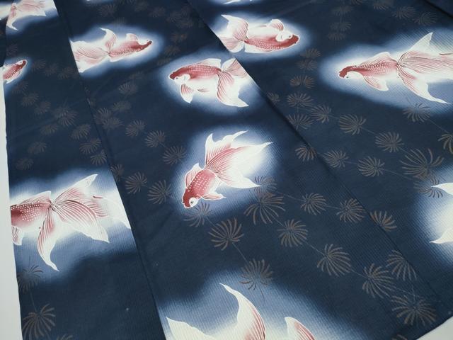 平和屋着物∴夏物 浴衣 綿紅梅 金魚 暈し染め 綿 逸品 未使用 CAAW0951ng
