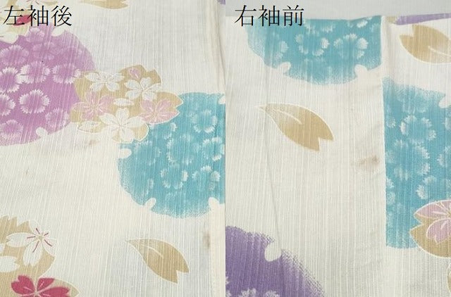 平和屋着物∴夏物 浴衣 雪輪舞桜 綿 逸品 CAAW0956ng