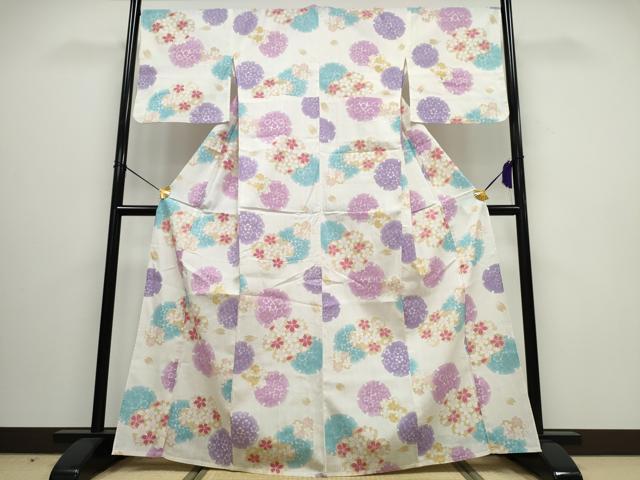 平和屋着物∴夏物 浴衣 雪輪舞桜 綿 逸品 CAAW0956ng