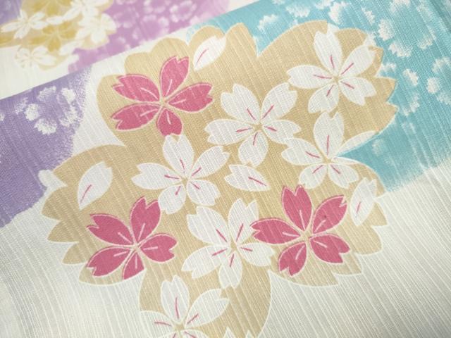 平和屋着物∴夏物 浴衣 雪輪舞桜 綿 逸品 CAAW0956ng