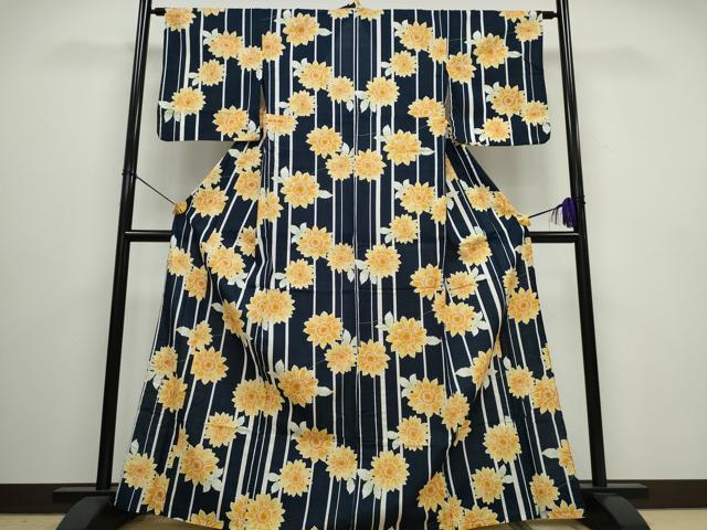 平和屋着物∴夏物 浴衣 舞菊間道 綿 逸品 CAAW0962ng