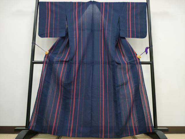 平和屋着物∴夏物 阿波しじら織 浴衣 間道 綿 逸品 CAAW0964ng