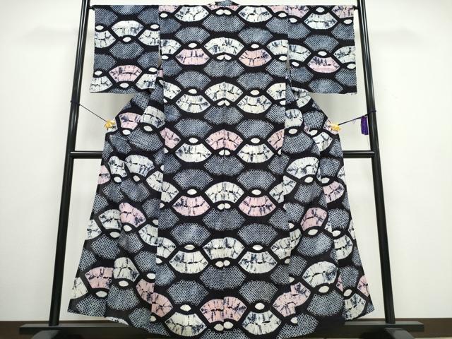 平和屋着物∴夏物 浴衣 有松鳴海絞り 地紙吉祥文 綿 逸品 CAAW0978ng