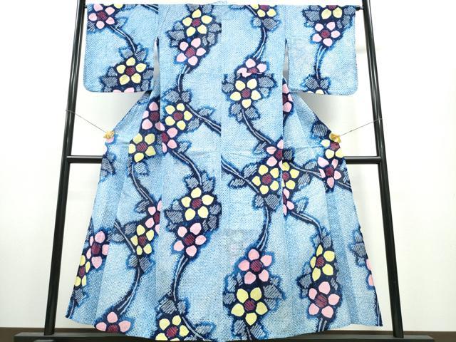 平和屋着物∴夏物 浴衣 有松鳴海絞り 蔦の葉花文 綿 逸品 CAAW1001ng