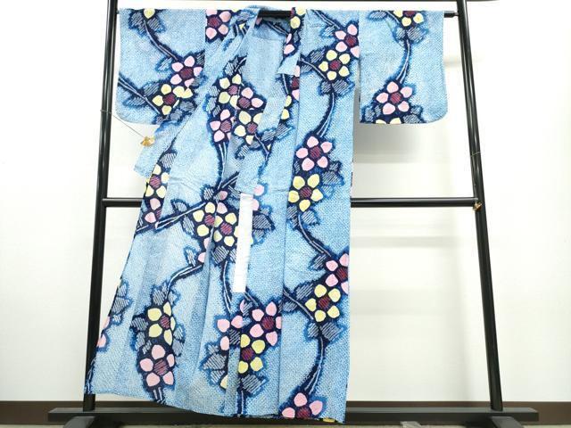 平和屋着物∴夏物 浴衣 有松鳴海絞り 蔦の葉花文 綿 逸品 CAAW1001ng