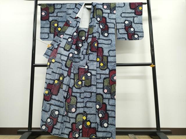 平和屋着物∴夏物 浴衣 有松鳴海絞り エ霞吉祥文 綿 逸品 未使用 CAAW1011ng
