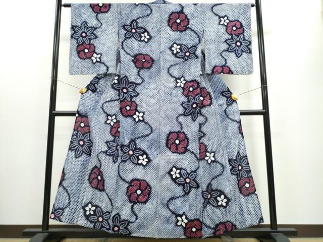 平和屋着物∴夏物 浴衣 有松鳴海絞り 舞花文 綿 逸品 CAAW1018ng