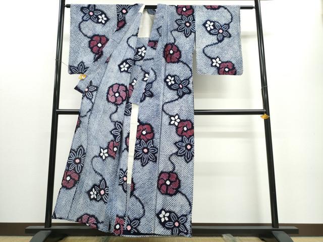 平和屋着物∴夏物 浴衣 有松鳴海絞り 舞花文 綿 逸品 CAAW1018ng