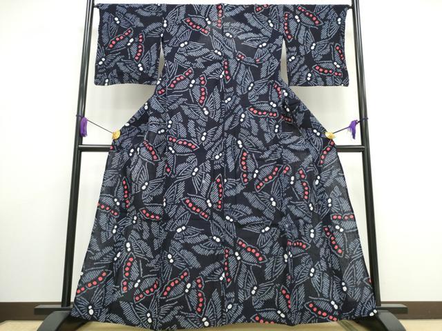 平和屋着物∴夏物 浴衣 有松鳴海絞り 舞蝶文 綿 逸品 CAAW1031ng