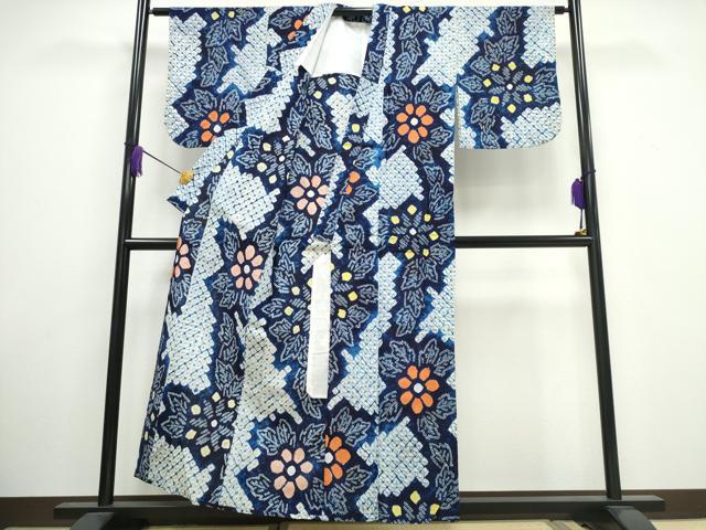 平和屋着物∴夏物 浴衣 有松鳴海絞り 菊文 綿 逸品 CAAW1033ng