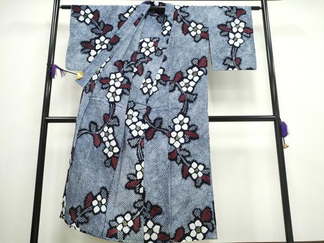 平和屋着物∴夏物 浴衣 有松鳴海絞り 枝花文 綿 逸品 CAAW1034ng