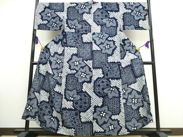 平和屋着物∴夏物 浴衣 有松鳴海絞り 色紙重ね吉祥花文 綿 逸品 CAAW1042ng