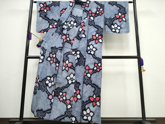 平和屋着物∴夏物 浴衣 有松鳴海絞り 流水舞花文 綿 逸品 CAAW1044ng