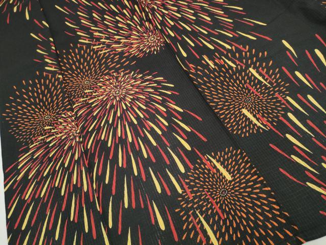 平和屋着物∴夏物 浴衣 綿紅梅 花火 綿 逸品 CAAW1052ng